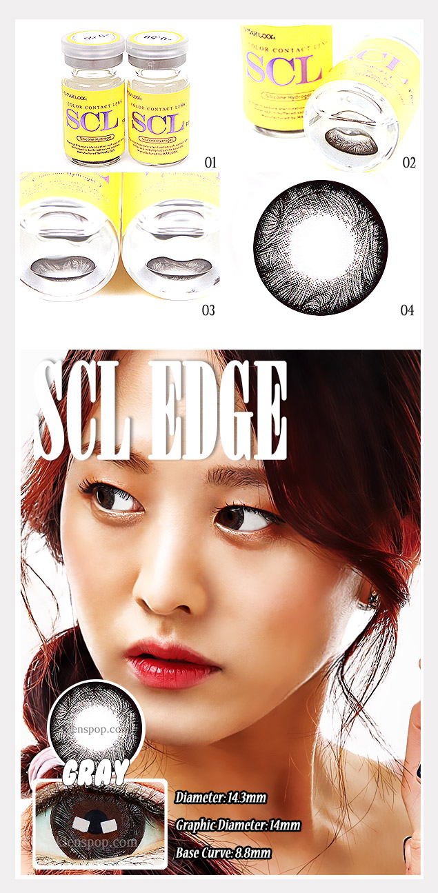 Description image of Scl Edge Gray (2pcs) 6 Months Silicone Hydrogel Color Contacts